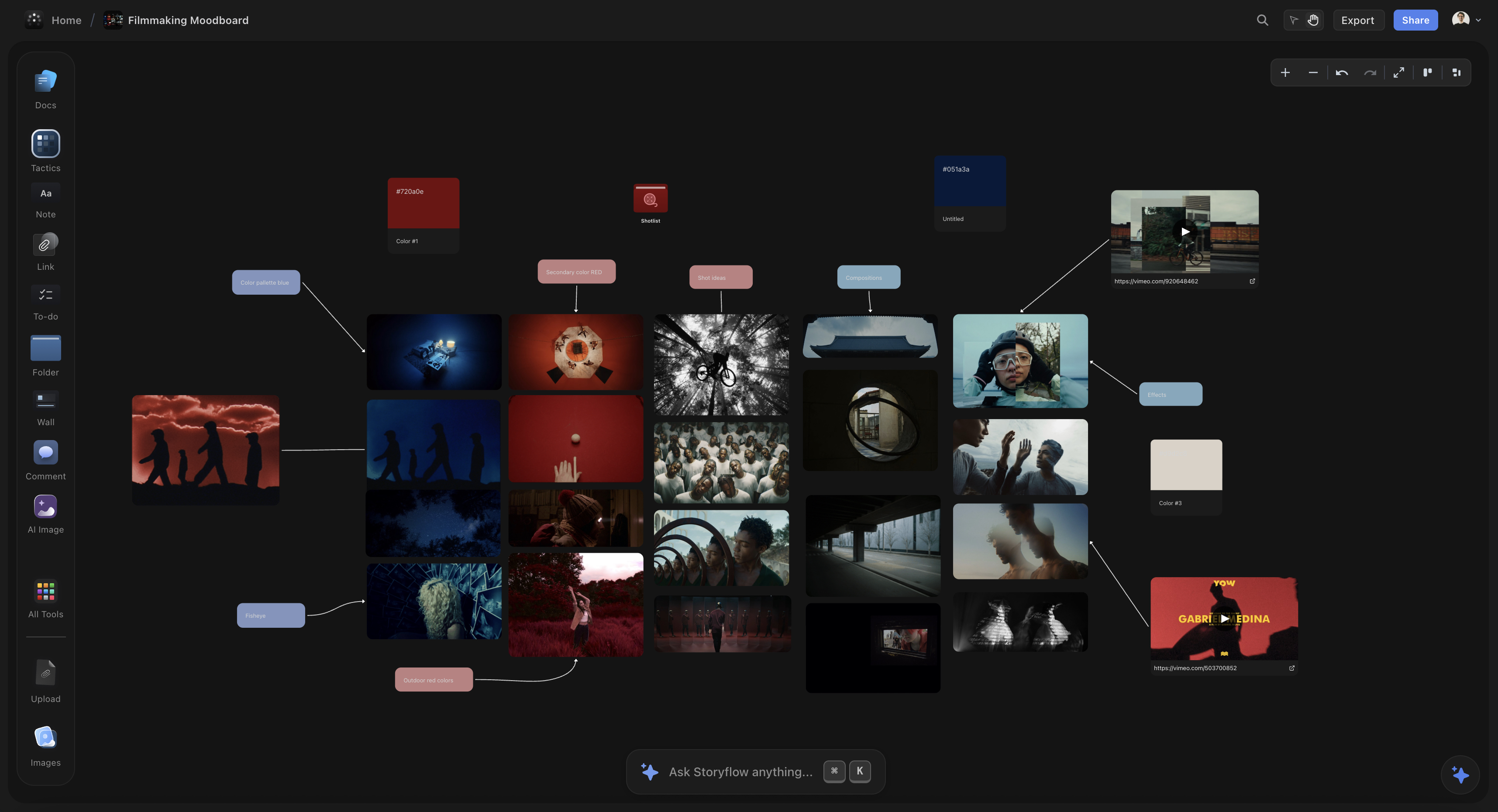 Film reference library and mood boards